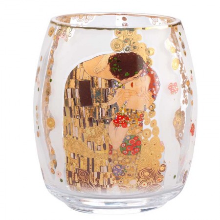 Szklany świecznik Pocałunek 13.5cm Gustaw Klimt Goebel