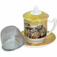 Kubek Sowa z zaparzaczem i pokrywką 350ml Tea Logic
