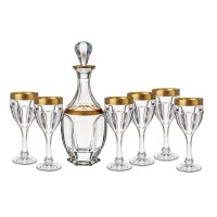 Karafka 600ml z kieliszkami do białego wina Safari Gold seria Bohemia Safari