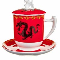 Kubek Zhu czerwony z zaparzaczem i pokrywką 350ml Tea Logic
