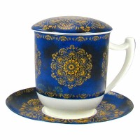 Kubek Raffaella z zaparzaczem i pokrywką niebieski 350ml Tea Logic