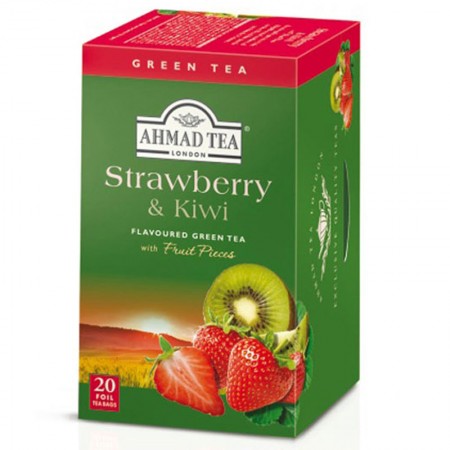 Herbata w saszetkach alu Strawberry & Kiwi Green Tea 20szt AhmadTea