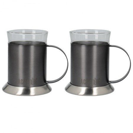 Komplet 2 szklanek 200 ml Gun Metal La Cafetiere Randwyck