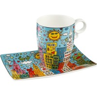 Kubek z talerzykiem City Day 350 ml James Rizzi Goebel