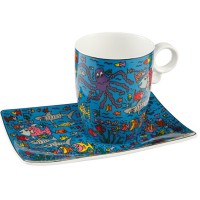 Kubek z talerzykiem Under The Deep Blue Sea 350 ml James Rizzi Goebel