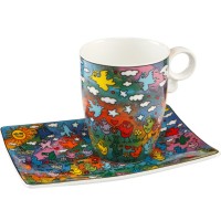 Kubek z talerzykiem Up Down and Fly Around 350 ml James Rizzi Goebel