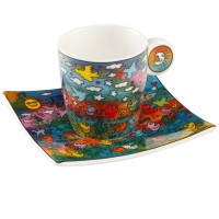 Zestaw 2 filiżanek espresso  Up down and fly around James Rizzi Goebel