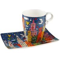 Kubek z talerzykiem My New York City Night 350 ml James Rizzi Goebel