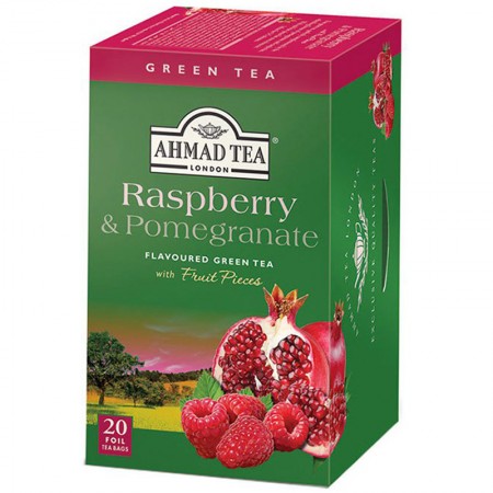 Herbata w saszetkach alu Raspberry & Pomegranate Green Tea 20szt AhmadTea