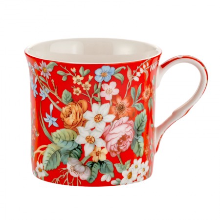 Kubek Czerwony Kwiatki 300ml English Collection