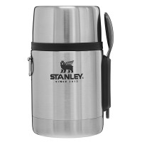 Termos obiadowy ze sztućcami stalowy Adventure srebrno-zielony 0,53l Stanley