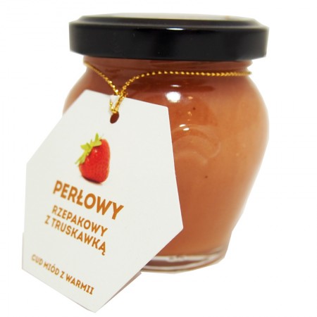 Miód perłowy rzepakowy z truskawką  130g