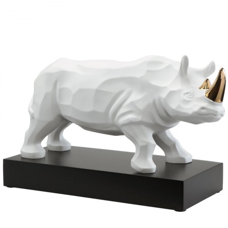Figurka Rhinocéros Blanc-or 49 x 30 cm  L'Art d'Objets Serengeti Goebel
