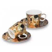Zestaw dwóch filiżanek espresso Pocałunek Gustaw Klimt Carmani