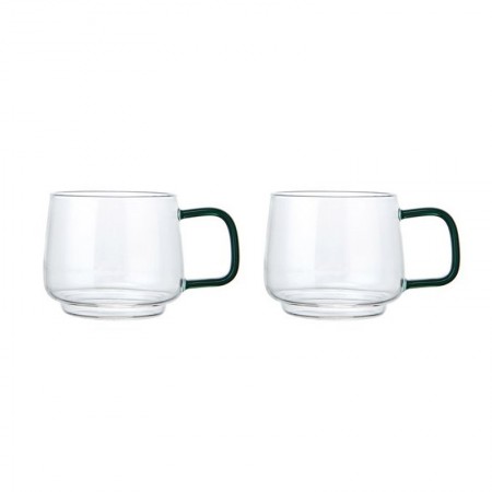 Zestaw 2 kubków szklanych z zielonym uchwytem 275 ml La Cafetiere
