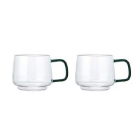 Zestaw 2 kubków szklanych z zielonym uchwytem 275 ml La Cafetiere