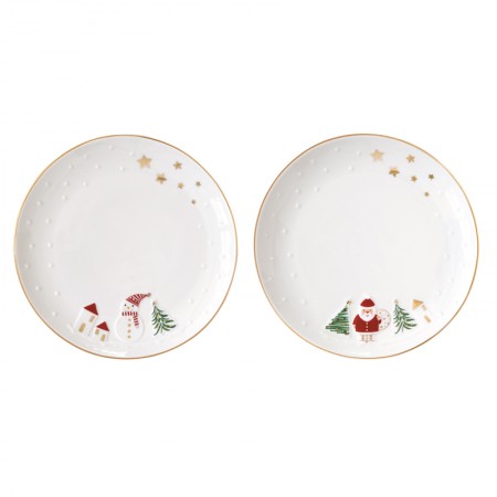 Talerzyki deserowe Bałwanek i Mikołaj 16 cm, 2szt. Easy Life