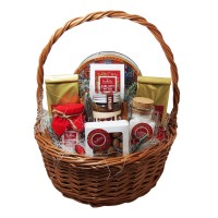 Kosz prezentowy z herbatami, kawą i słodyczami