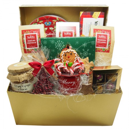 Zestaw z herbatami, kawą i słodyczami