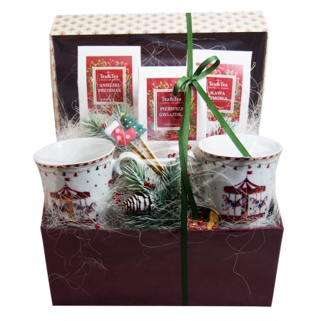 Zestaw z herbatami i porcelaną