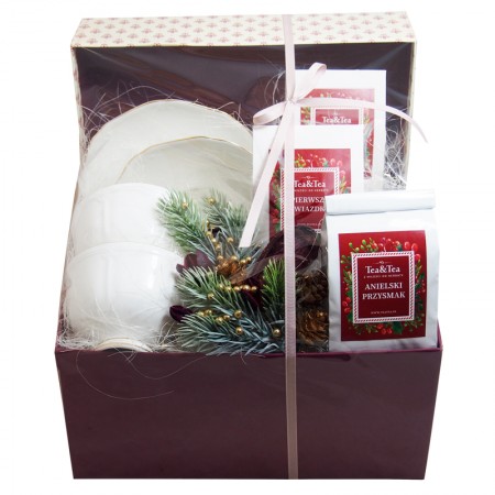 Zestaw z herbatami i porcelaną