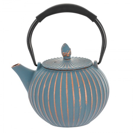 Dzbanek Żeliwny Niebiesko-Złoty 850 ml do herbaty
