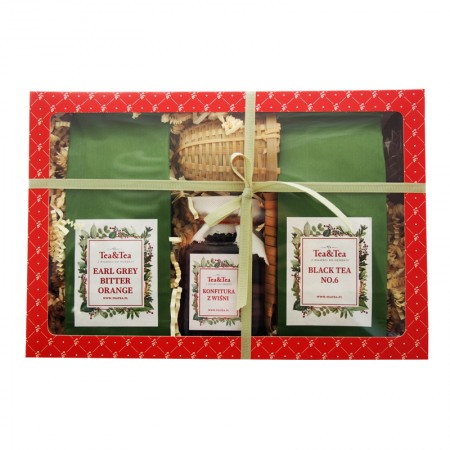 Zestaw z herbatami i konfiturą