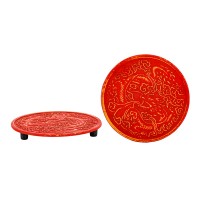 Podstawka Żeliwna pod Dzbanek Czerwono-Złota