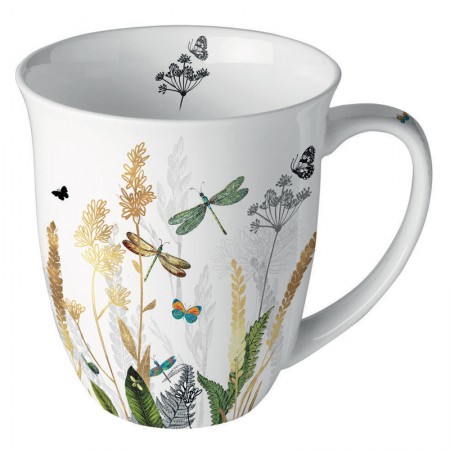 Kubek Ornamental Flowers White 400ml Ambiente