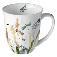 Kubek Ornamental Flowers White 400ml Ambiente