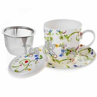 Kubek Fleurette z zaparzaczem i pokrywką 300ml Tea Logic